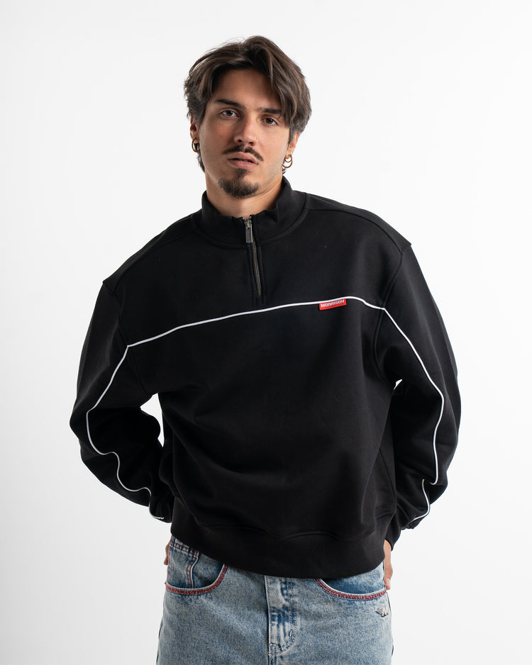 PIPING BLACK HALF ZIP