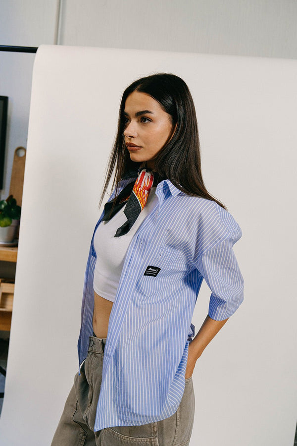 Blue and White Worker Shirt - CAMISAS - Morrison Shoes [woman]