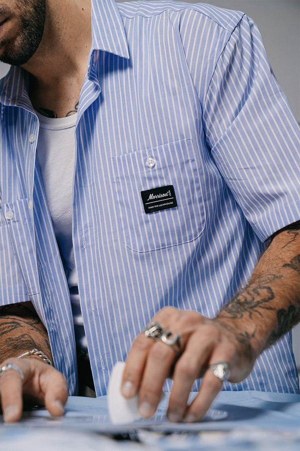 Blue and White Worker Shirt - CAMISAS - Morrison Shoes [men]