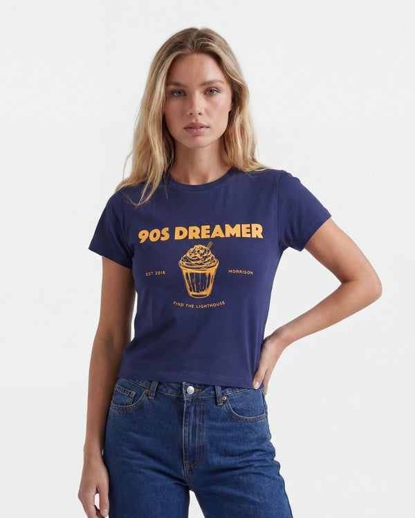 FREEZED NAVY SLIM CROP TEE - CAMISETAS - Morrison Shoes [woman]