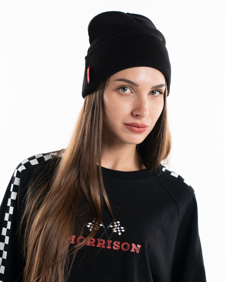 RAW PATCH BLACK BEANIE - CABEZA - Morrison Shoes [woman]