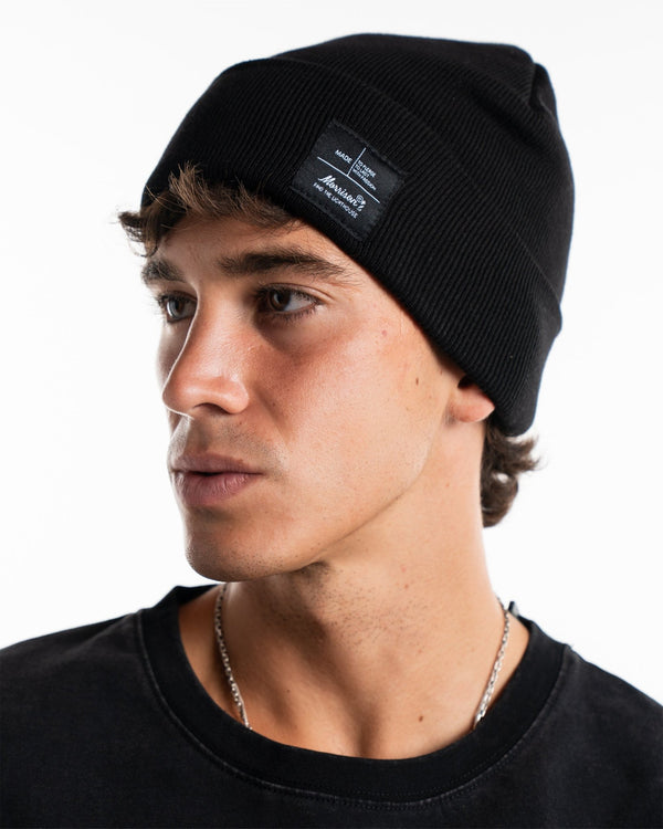 RAW PATCH BLACK BEANIE - CABEZA - Morrison Shoes [men]